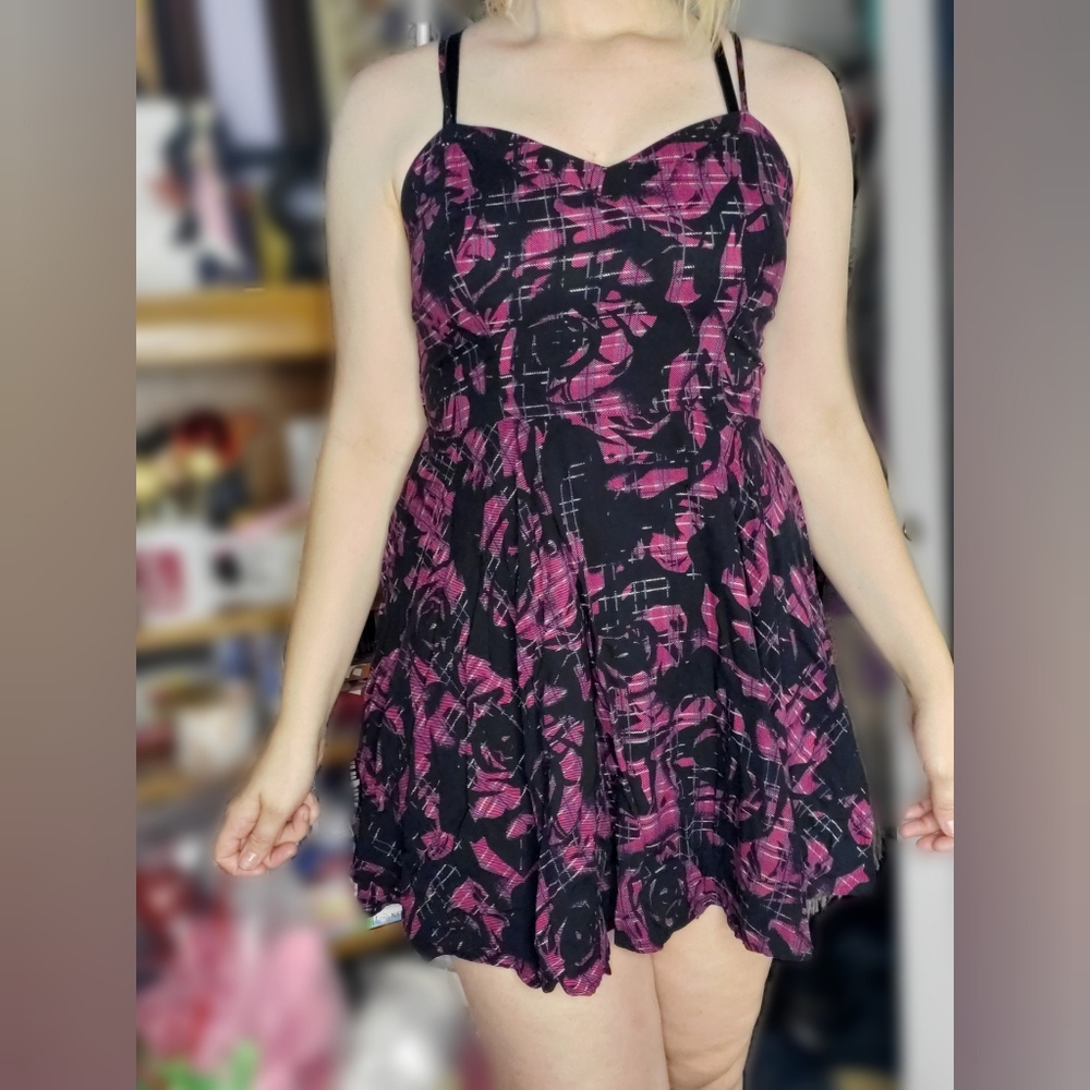Mini Pink Black Print Dress